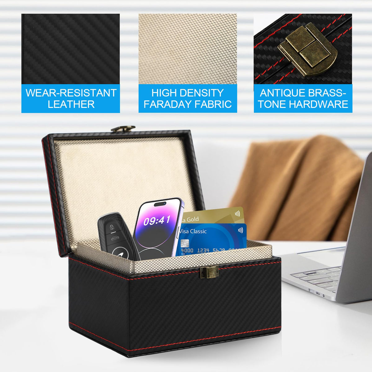 Punwocy faraday pouch held in hand showing portable scale and convenience