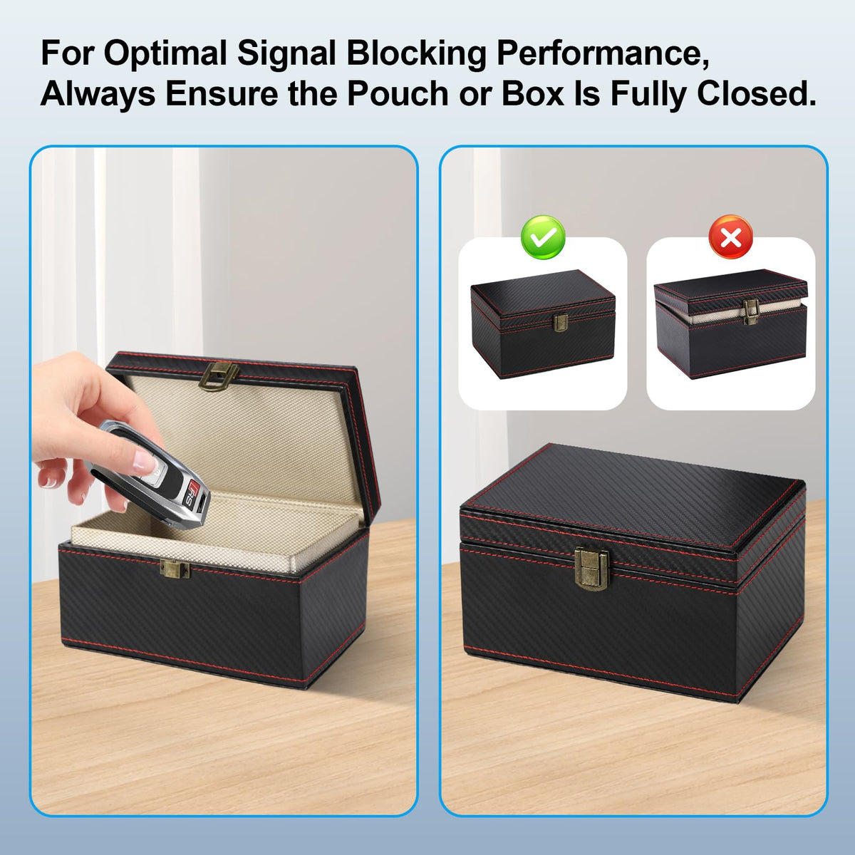 Punwocy faraday box on entryway table showing neat organization and security