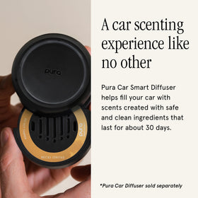 Pura Becki Owens refill inserted in Pura car diffuser demonstrating easy setup
