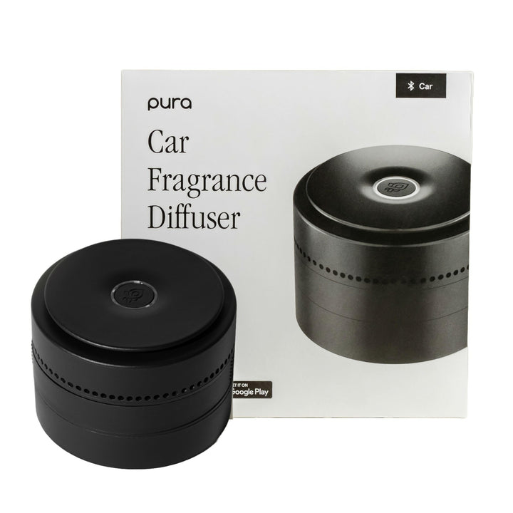 Pura car diffuser front view showing compact design and sleek finish