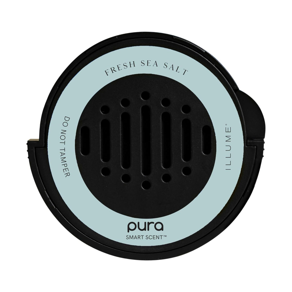 Pura front packaging showing Fresh Sea Salt scent and benefit of long-lasting aroma