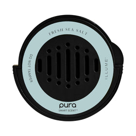 Pura front packaging showing Fresh Sea Salt scent and benefit of long-lasting aroma