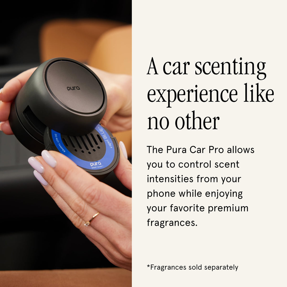 Pura top open revealing refill port and hassle-free fragrance replacement benefit