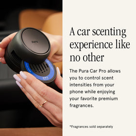 Pura top open revealing refill port and hassle-free fragrance replacement benefit