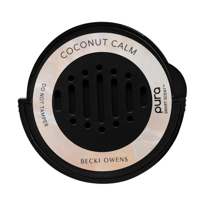Pura Coconut Calm front packaging showing sleek refill design and benefit