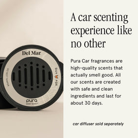Pura Del Mar installed in Pura car diffuser demonstrating hands-free scent delivery