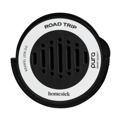 Pura Homesick refill front packaging showing product and benefit of long-lasting aroma
