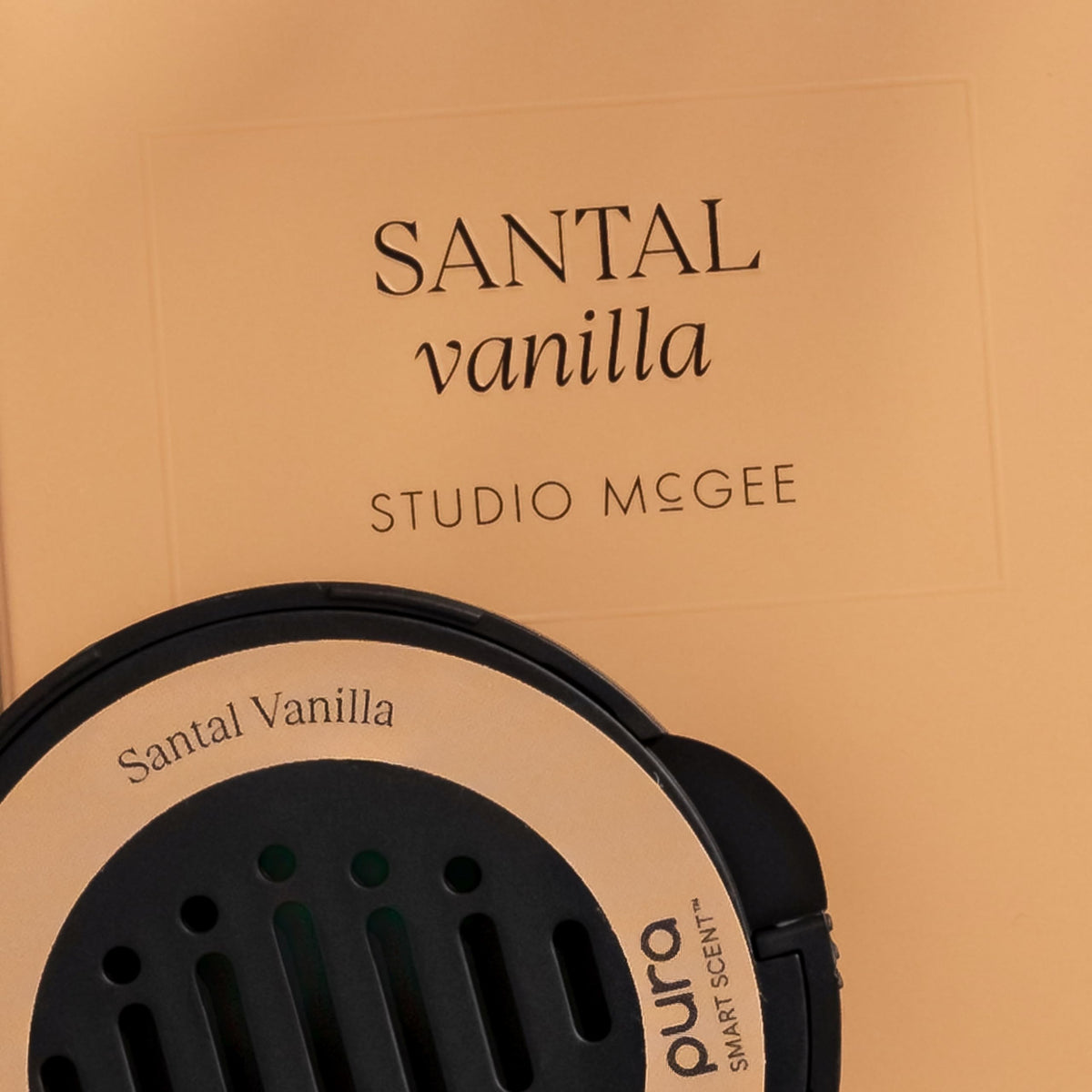 Pura Santal Vanilla in car interior lifestyle image creating cozy driving ambiance
