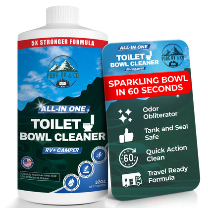 Pure RV front label on 32 oz bottle showing product name and benefits