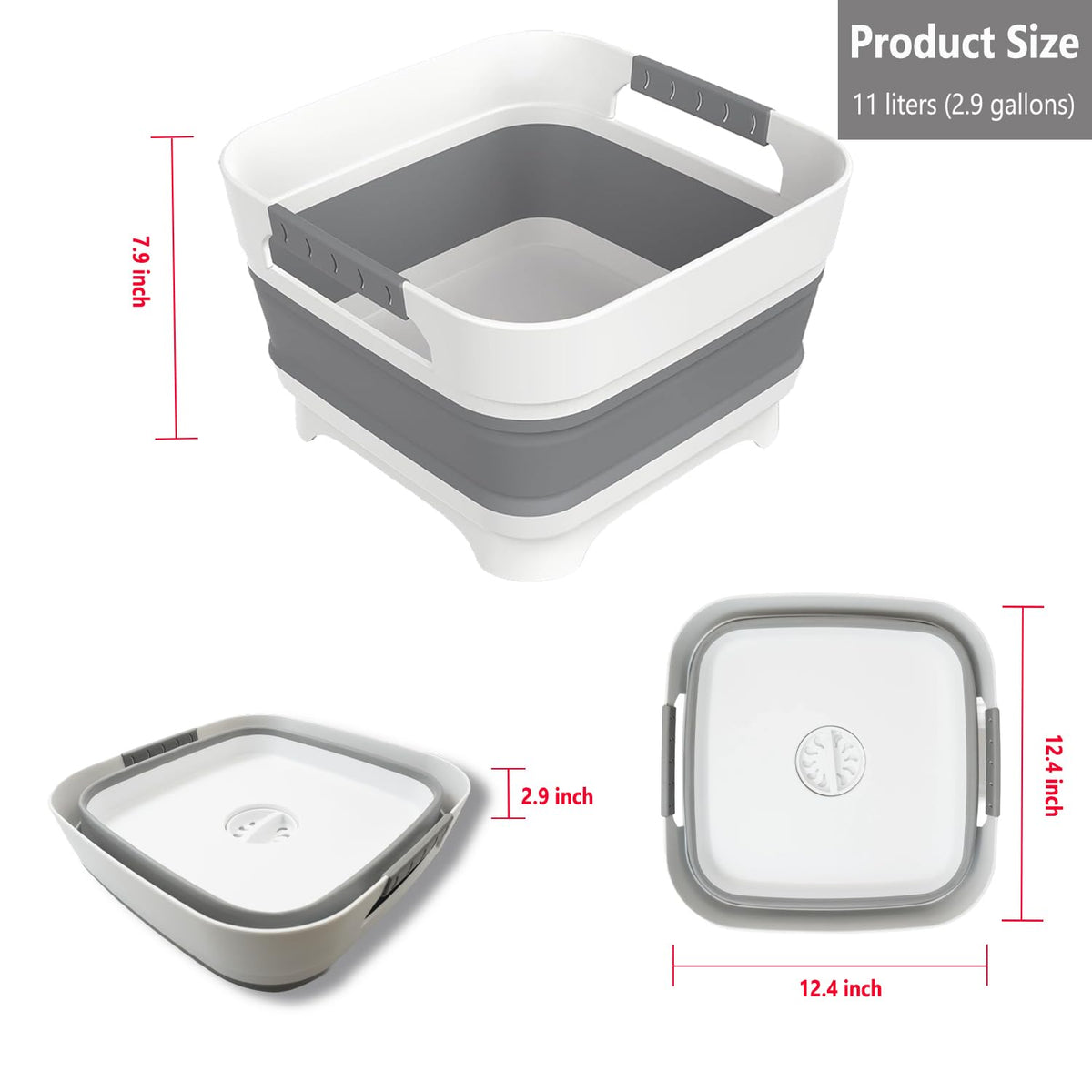 PureHanxy basin top view filled with water demonstrating ample 11L capacity benefit