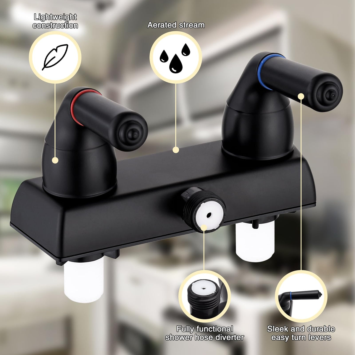 PureHaven close-up of winged levers showcasing easy grip and precise control benefit
