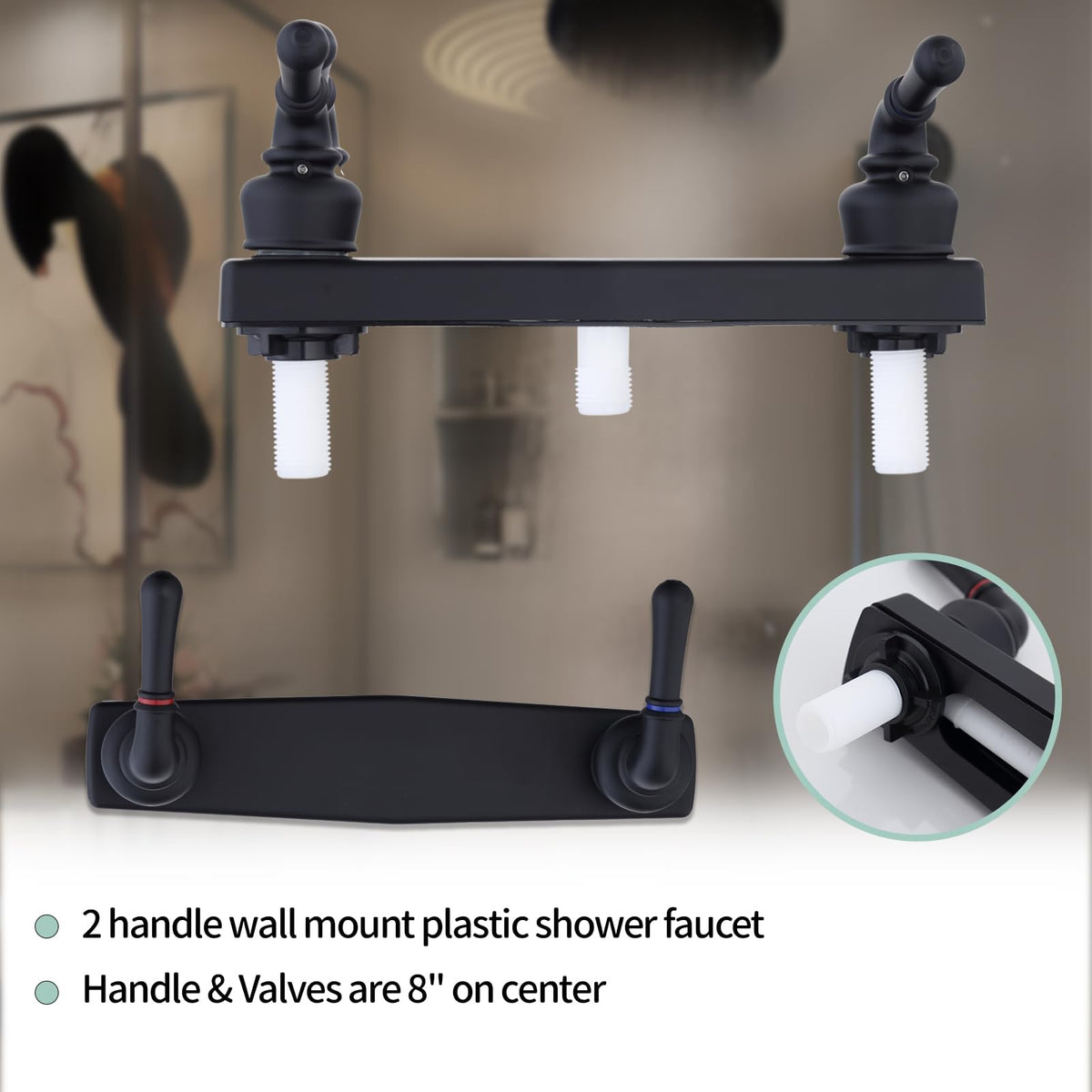 PureHaven installed in RV shower showing space-saving fit and updated appearance