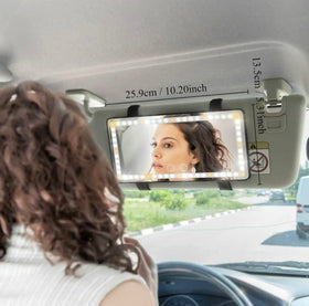 Purely Radiant mounted in SUV interior demonstrating hands-free grooming convenience