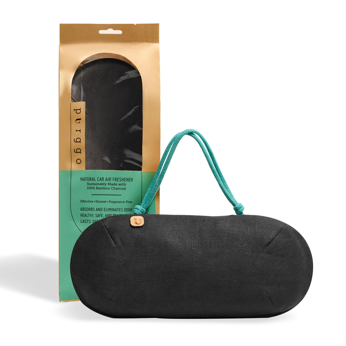 PURGGO placed on a car dashboard in lifestyle scene offering clean air benefit