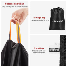 Puroma folded cover packed into storage bag for portability