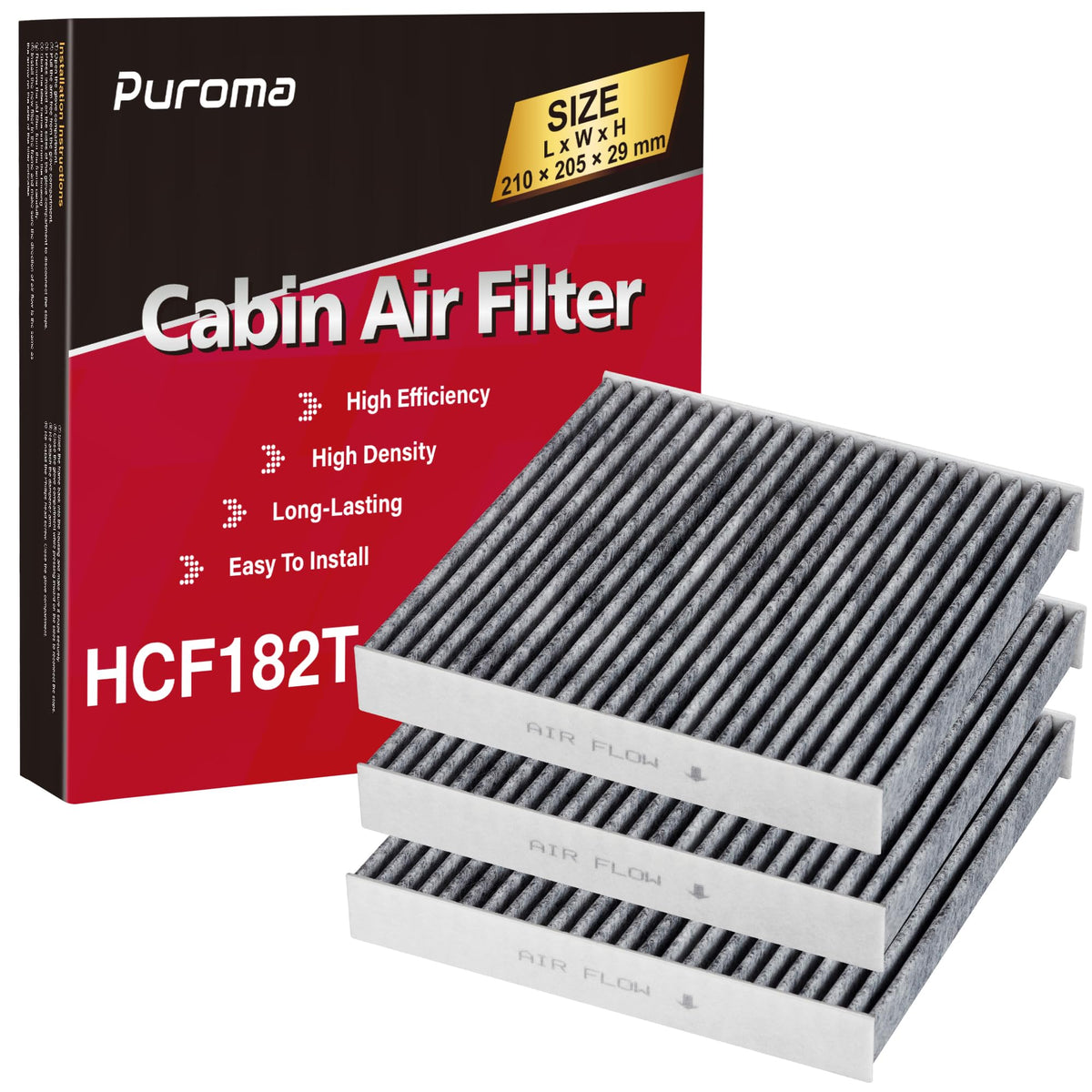 Puroma front packaging showing model CP182 and fitment benefits