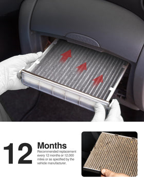 Puroma label with airflow arrow for easy correct installation