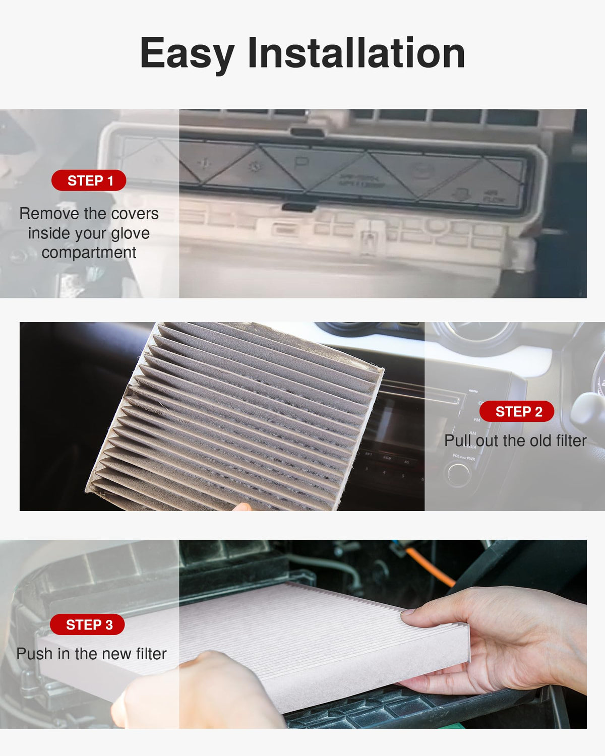 Puroma filter in vehicle cabin illustrating fresher in-car air benefit