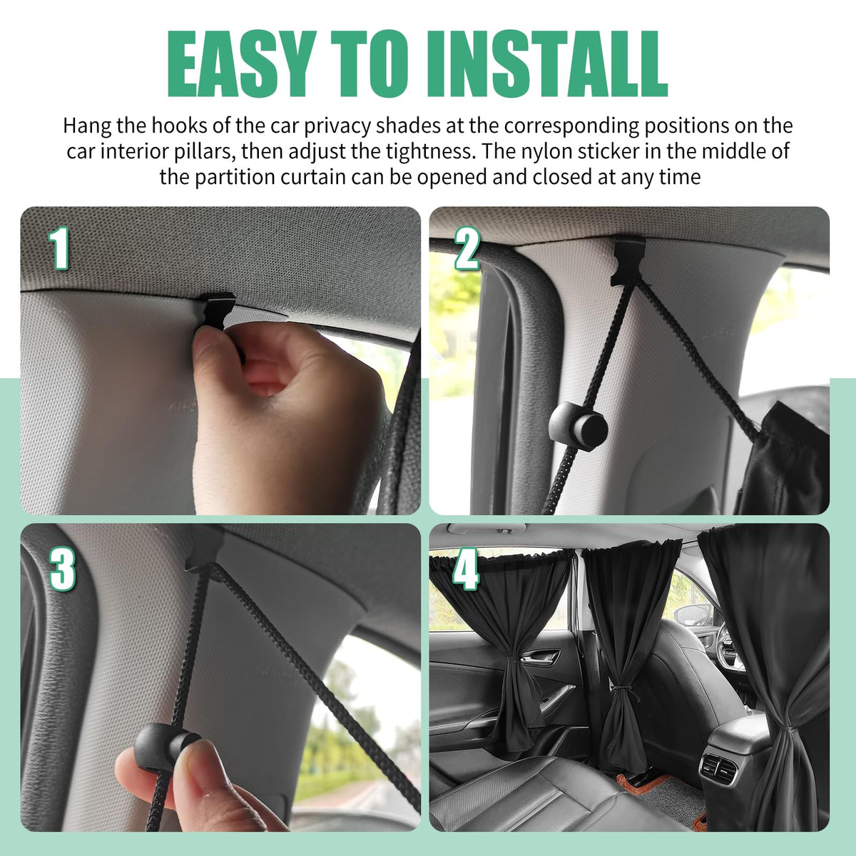 Purthog folded curtains compact in hand demonstrating easy storage and portability