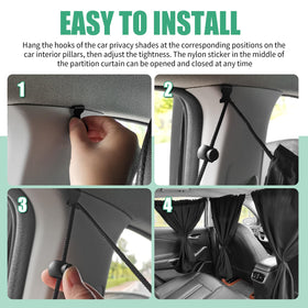 Purthog folded curtains compact in hand demonstrating easy storage and portability