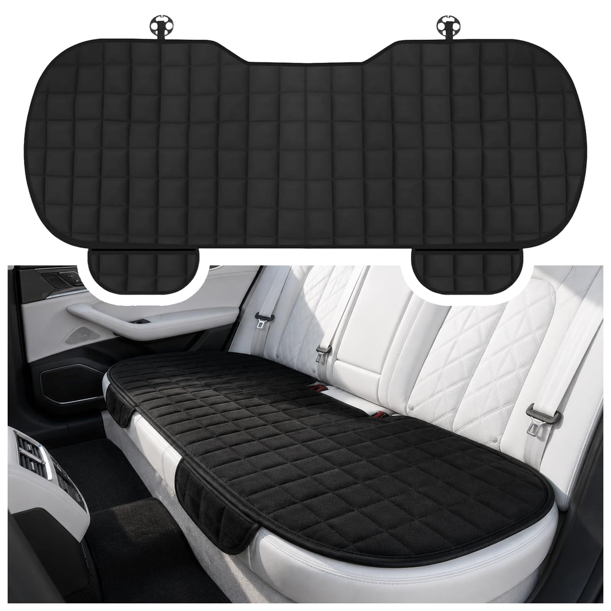 Purthog front view of back seat cover showing smooth fit and protection