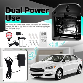 Purthog installed in a garage with car approaching showing clear parking guidance