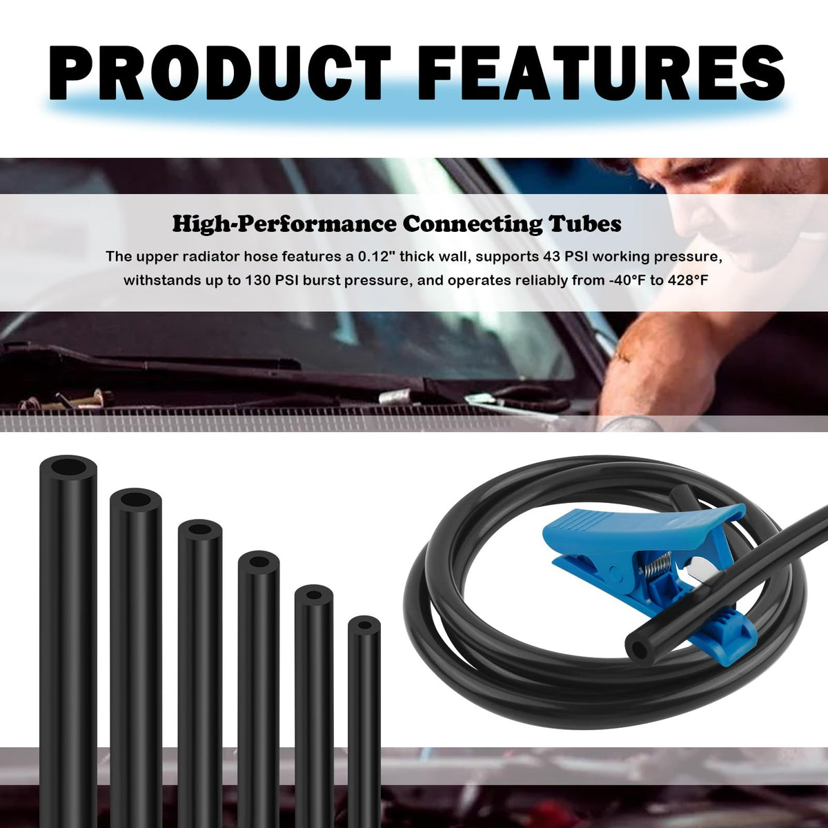 Purthog hoses installed on engine vacuum ports for reliable sealing