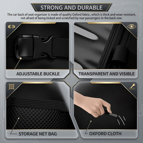 Purthog adjustable top strap secured to split headrests, ensures stable height placement