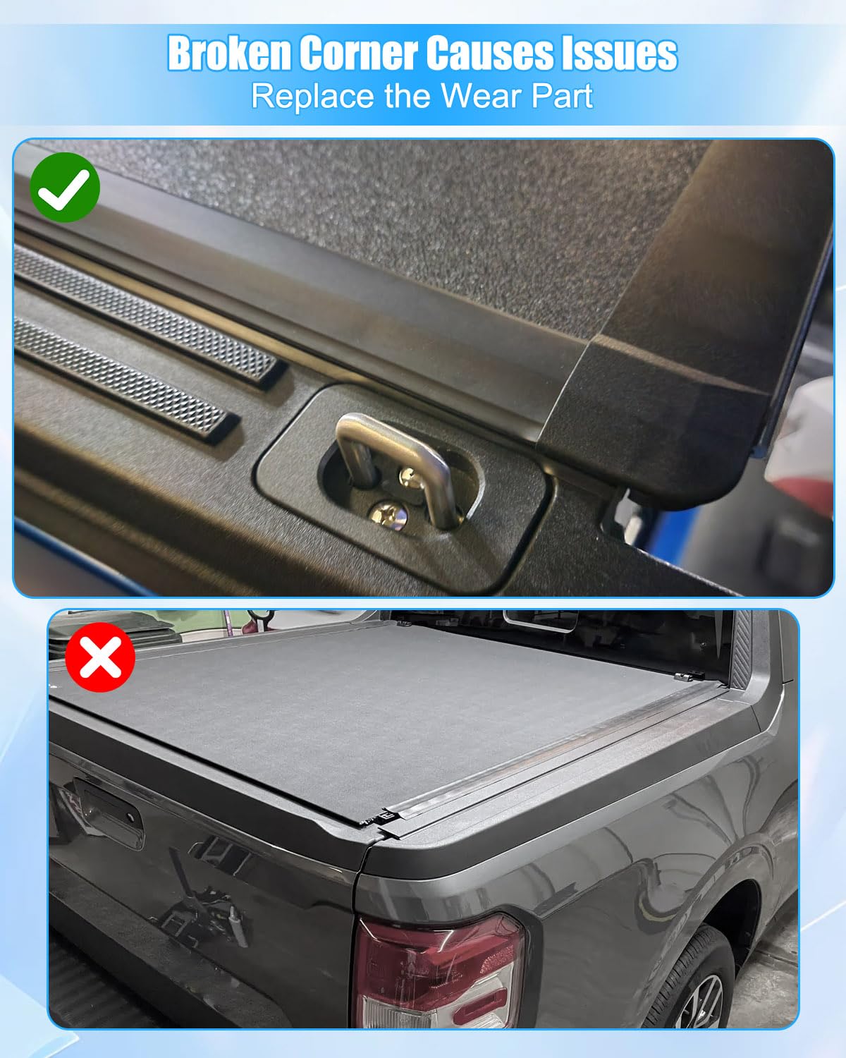 PUWJNV installed corner cap on BAKFlip MX4 demonstrating restored panel alignment