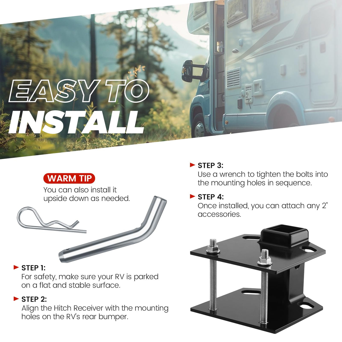 puxyblue included hitch pin and spring pin for secure locking