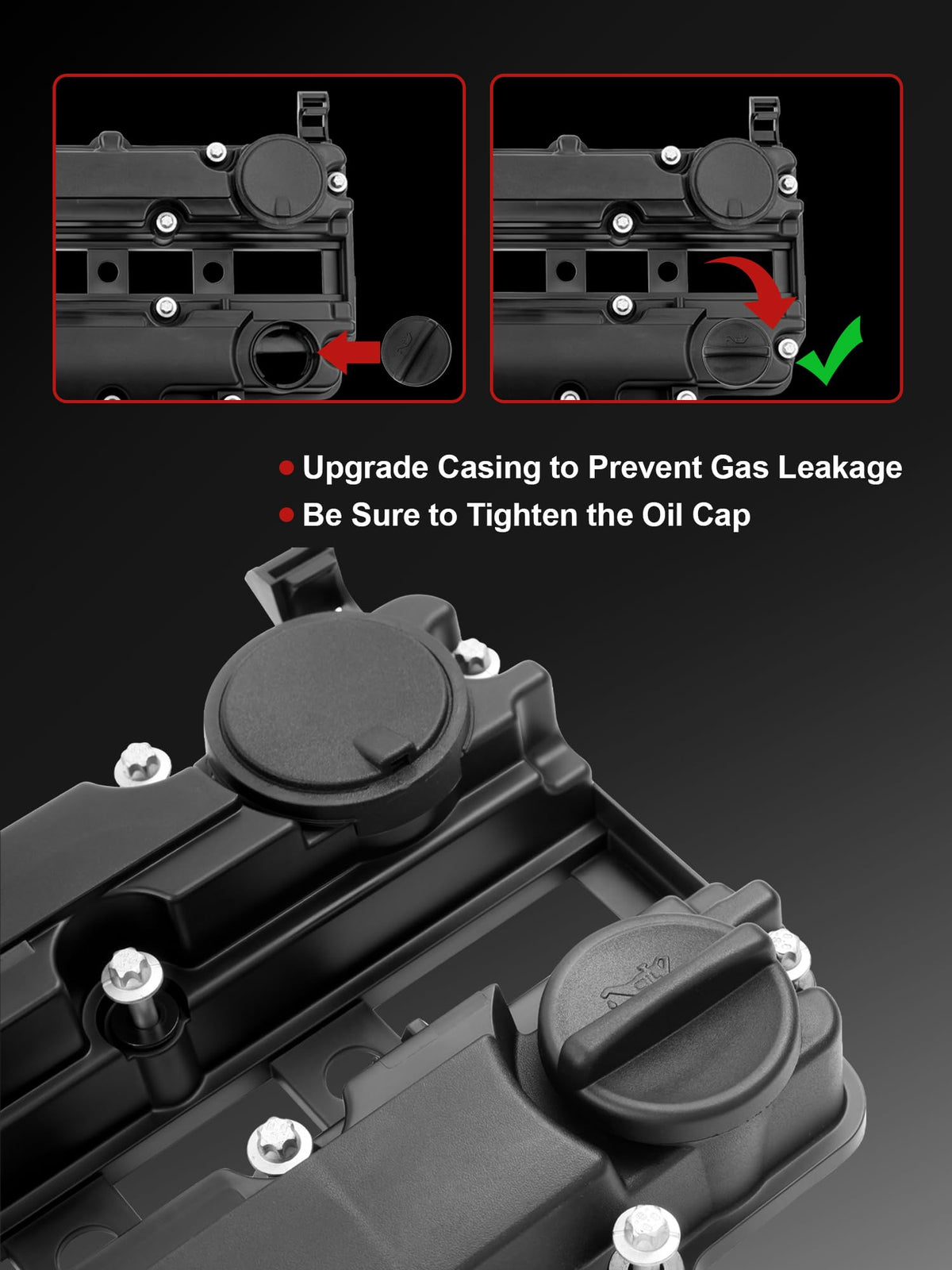 PYHAUTO valve cover mounting flange close-up showing accurate bolt alignment