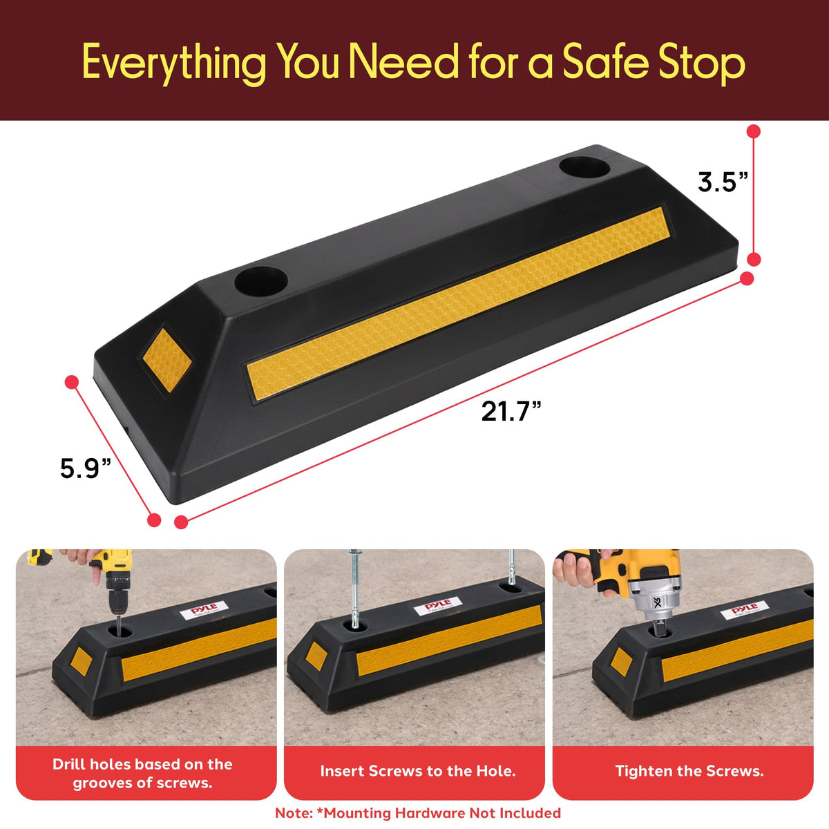 Pyle wheel stop in RV park setting organizing parking and reducing collisions