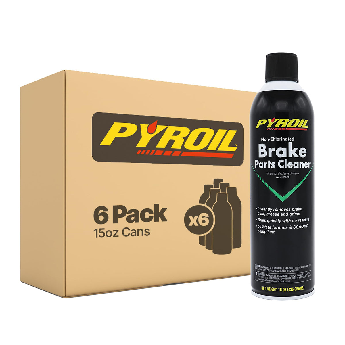 Pyroil front can showing label and fast-dry benefit