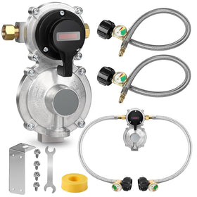 PYXGLAQ regulator front view showing robust brass body and mounting, improves durability