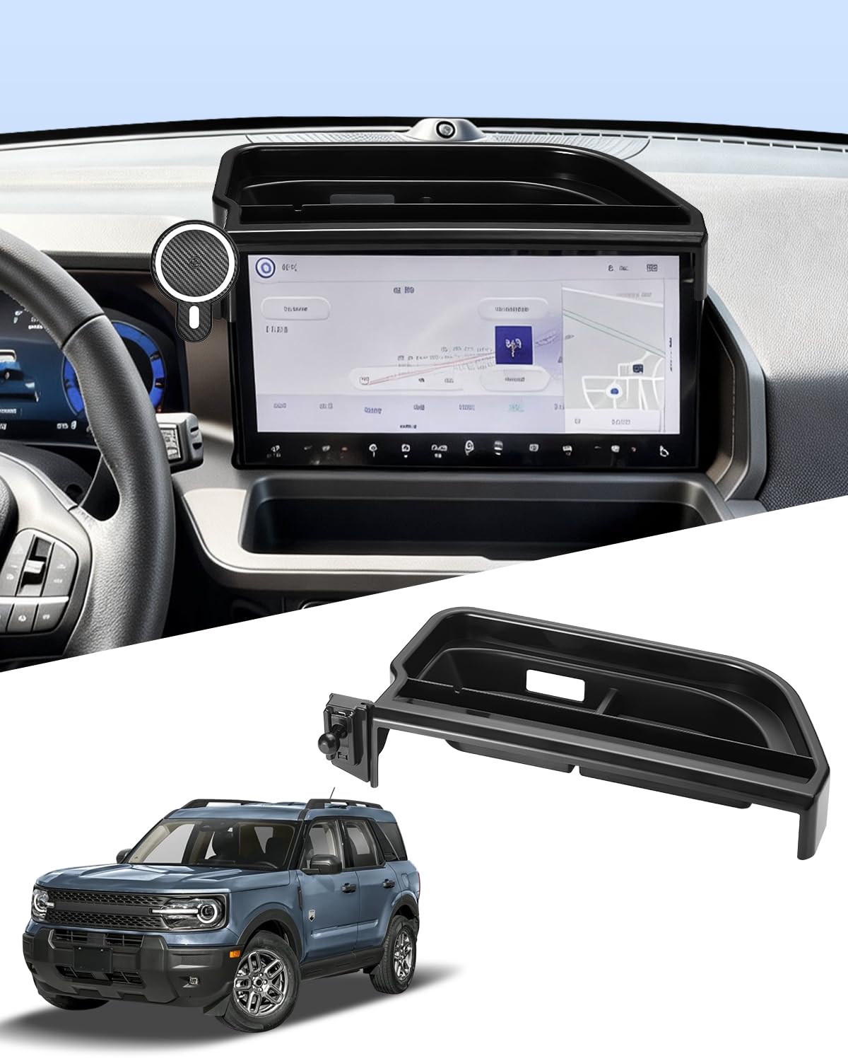 PZK front view mounted on Bronco dashboard showing clean install and improved visibility