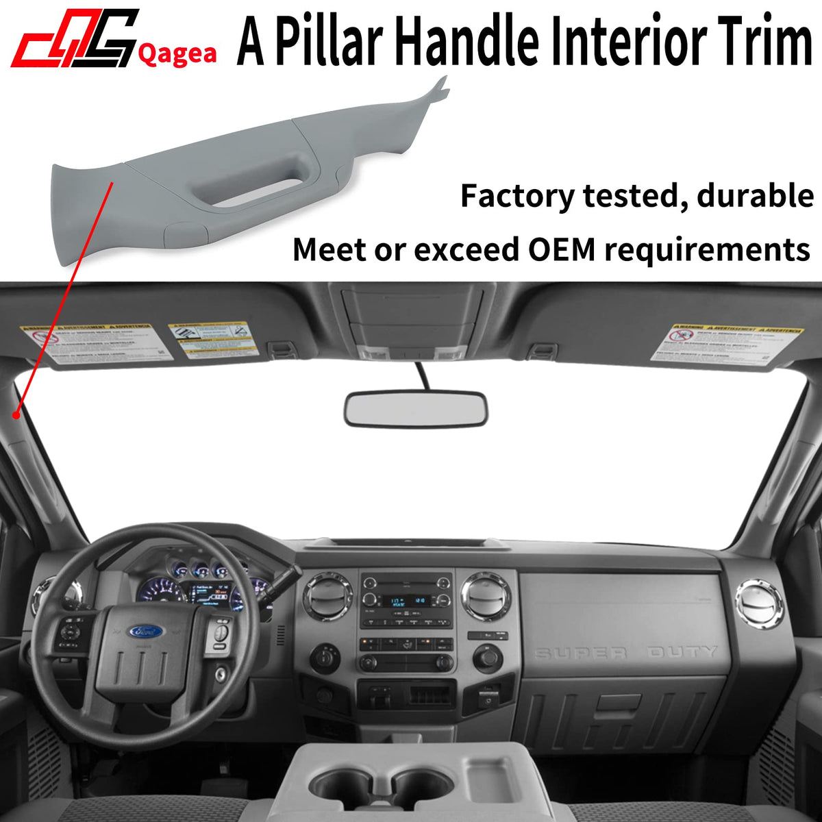 Qagea trim installed in Super Duty interior demonstrating seamless match