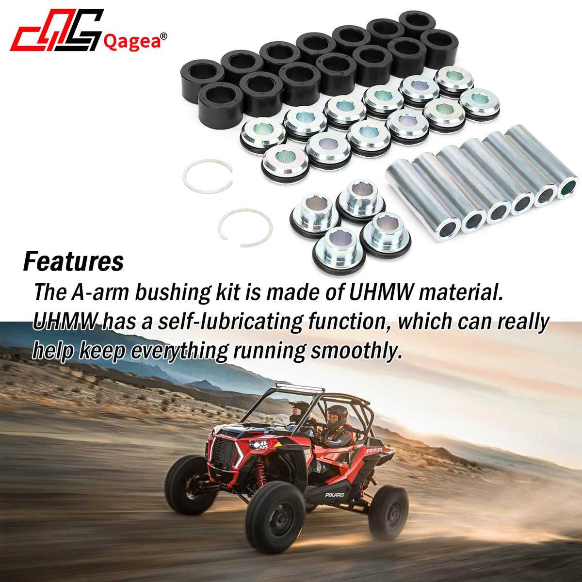 Qagea pivot caps and O-rings laid out highlighting complete kit coverage and seal protection