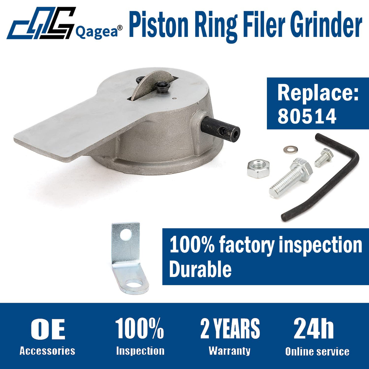 Qagea detailed view of positioning pin holding a piston ring for accurate alignment