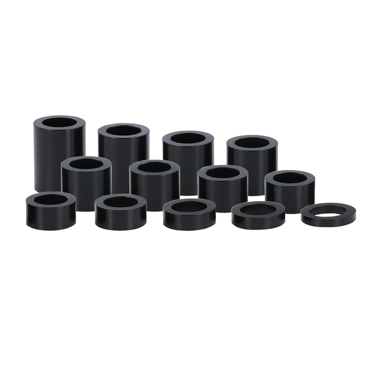Qagea front view of 13-piece spacer kit showing components and benefit of multiple sizes