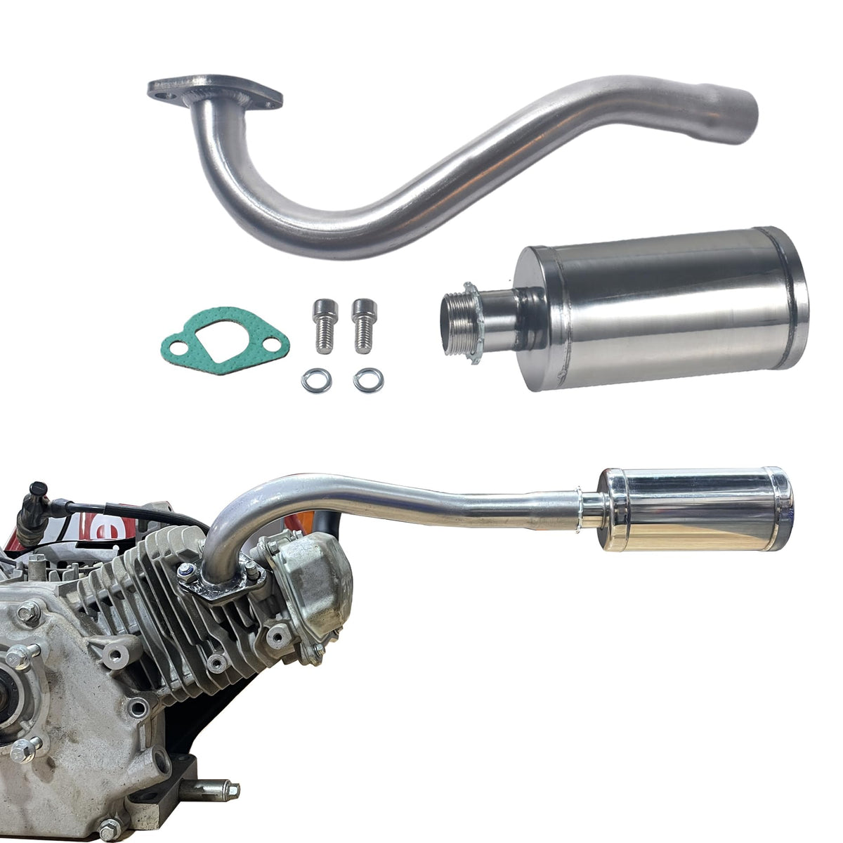 QASKEHKT front view of exhaust header showing fit and finish, improves airflow