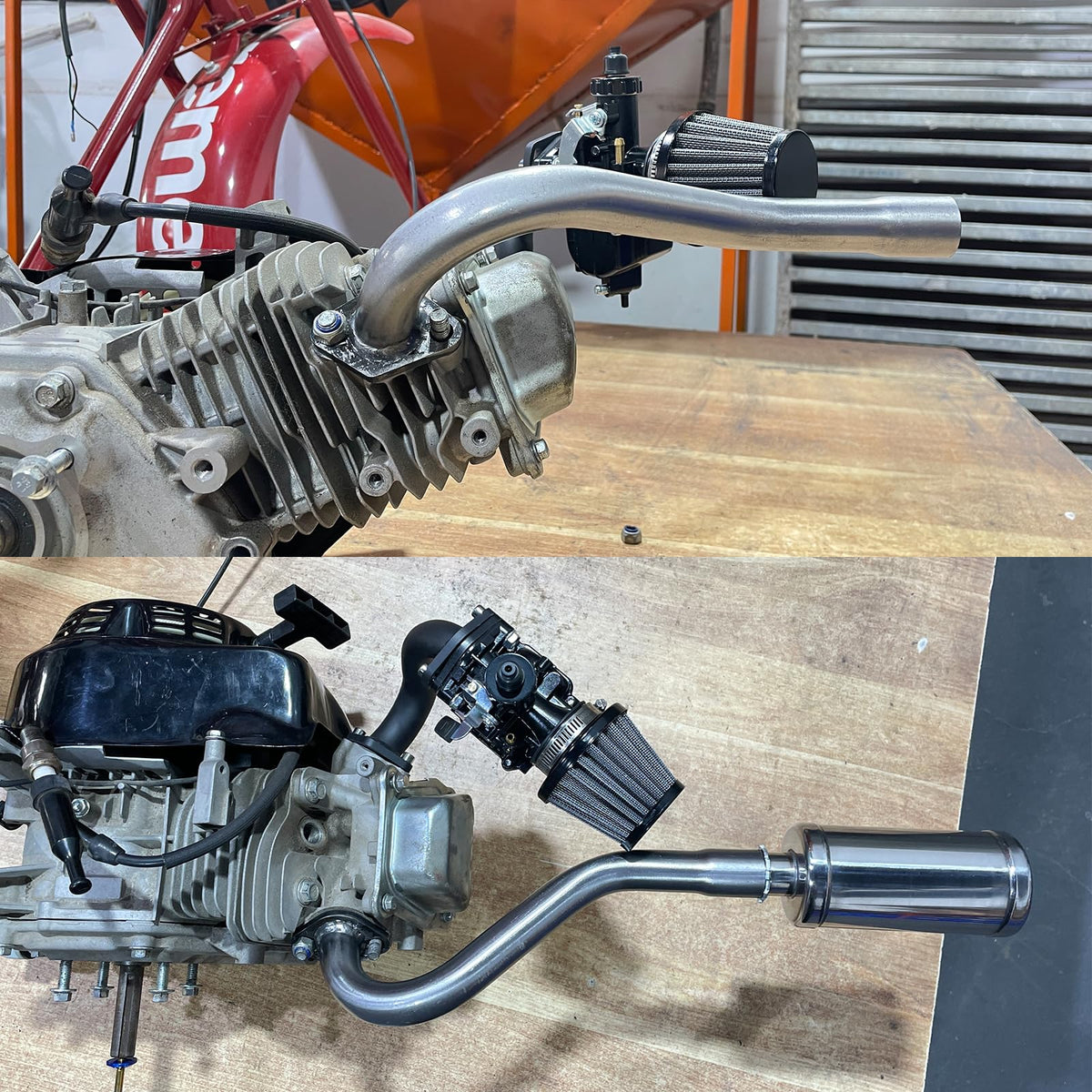 QASKEHKT header installed on a go-kart demonstrating proper fit and clearance