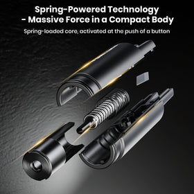 Qayacir tool mounted on storage base for secure in-car placement