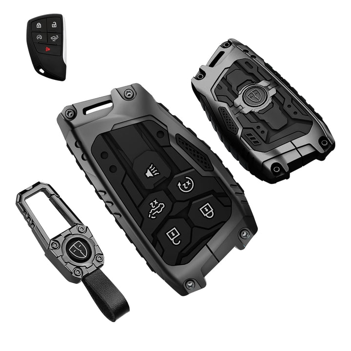 QBUC front view metal key fob cover showing premium protection