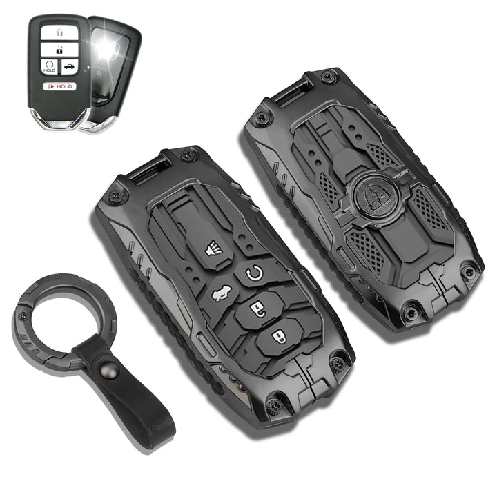 QBUC front view of black key fob cover showing sleek protective design and fit