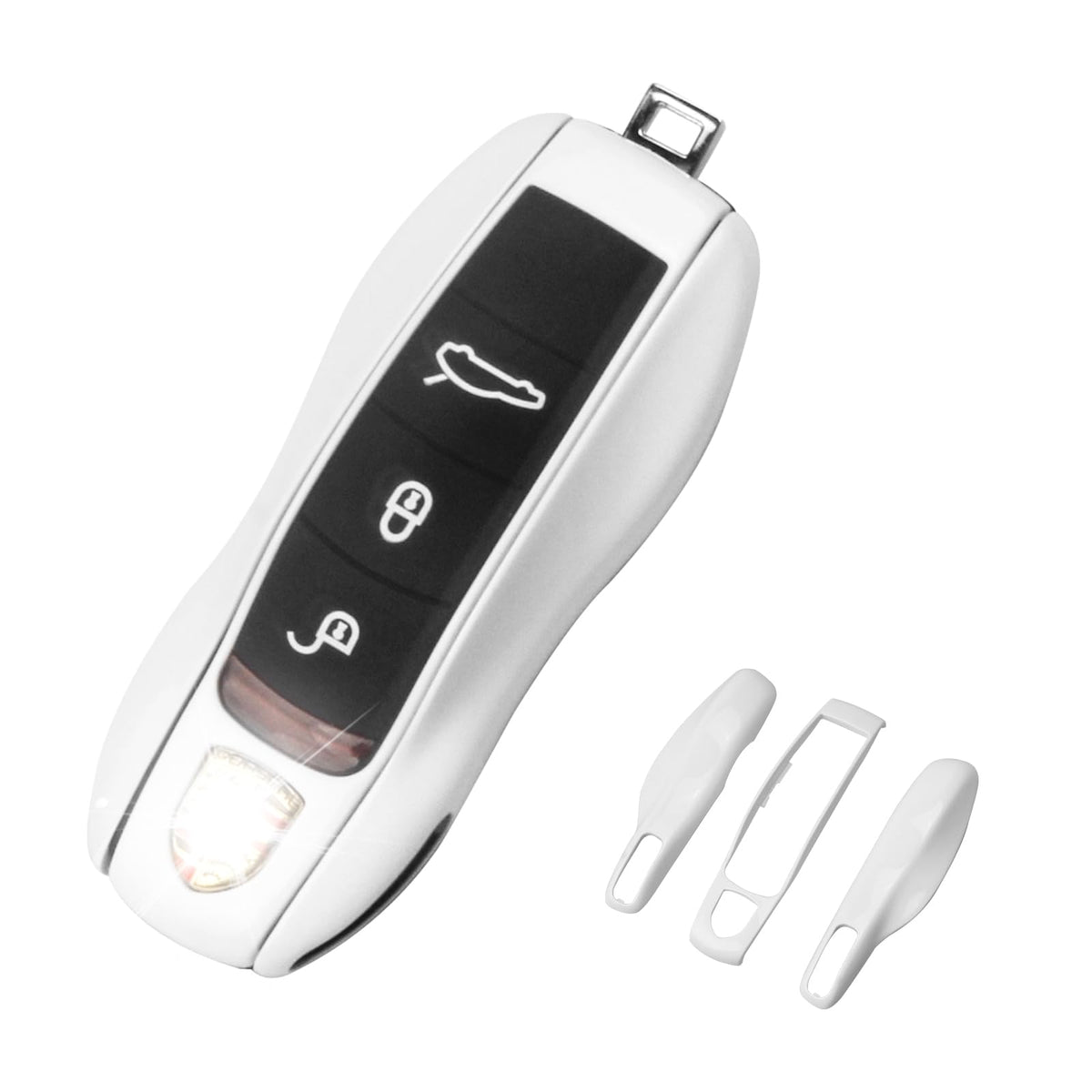 QBUC Porsche front view showing white painted cover and precise fit benefits