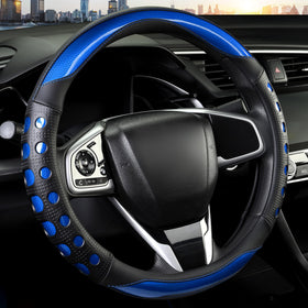 QCYP front view showing blue steering wheel cover and improved grip