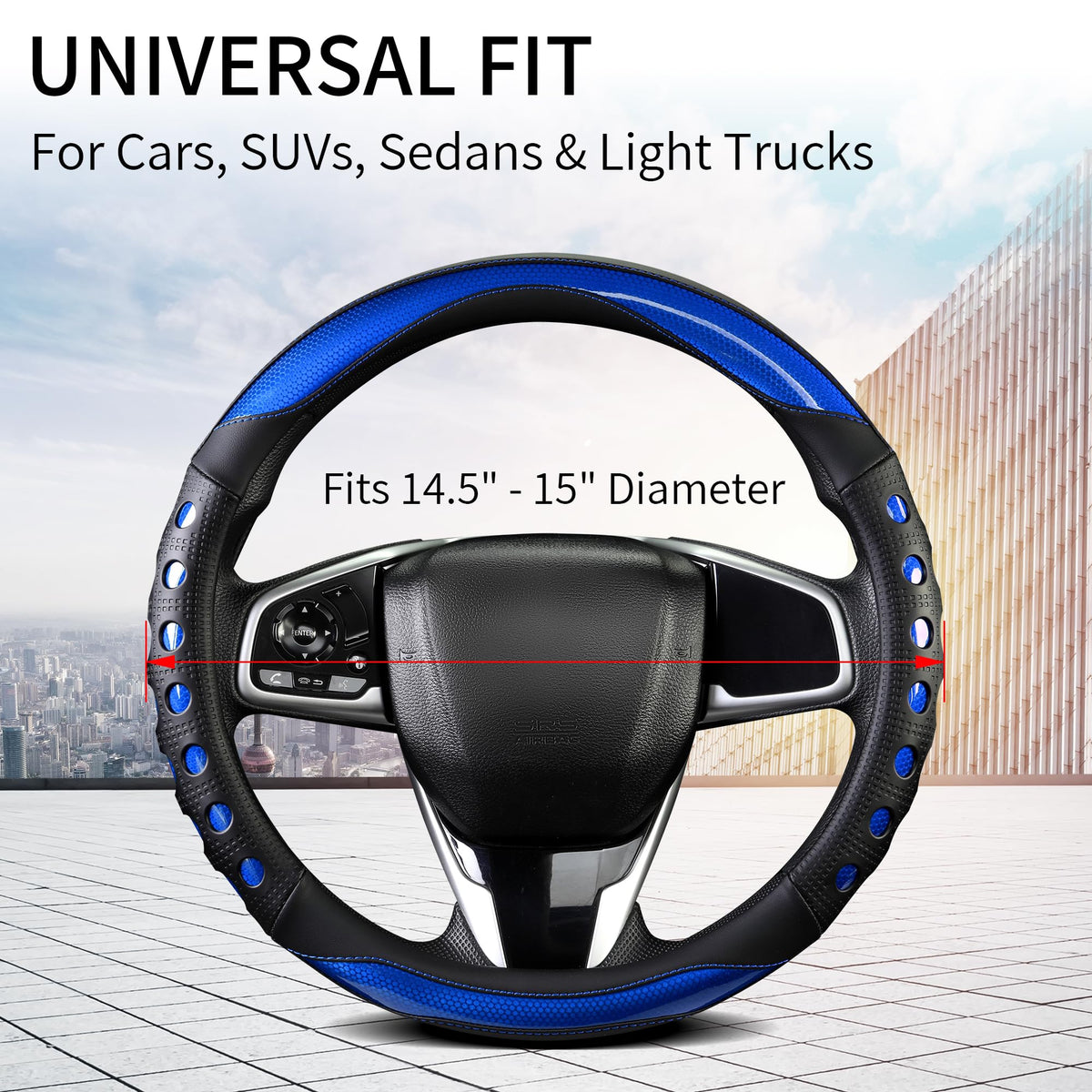 QCYP cover installed on steering wheel demonstrating secure fit benefit