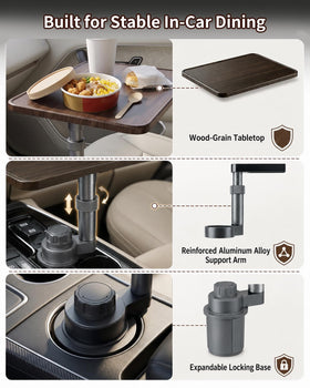 QENIVO expanded base in cup holder showing adjustable fit and secure mounting benefit