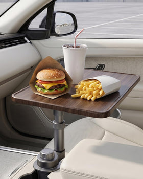 QENIVO front view assembled tray showing compact dining surface and benefit of stability