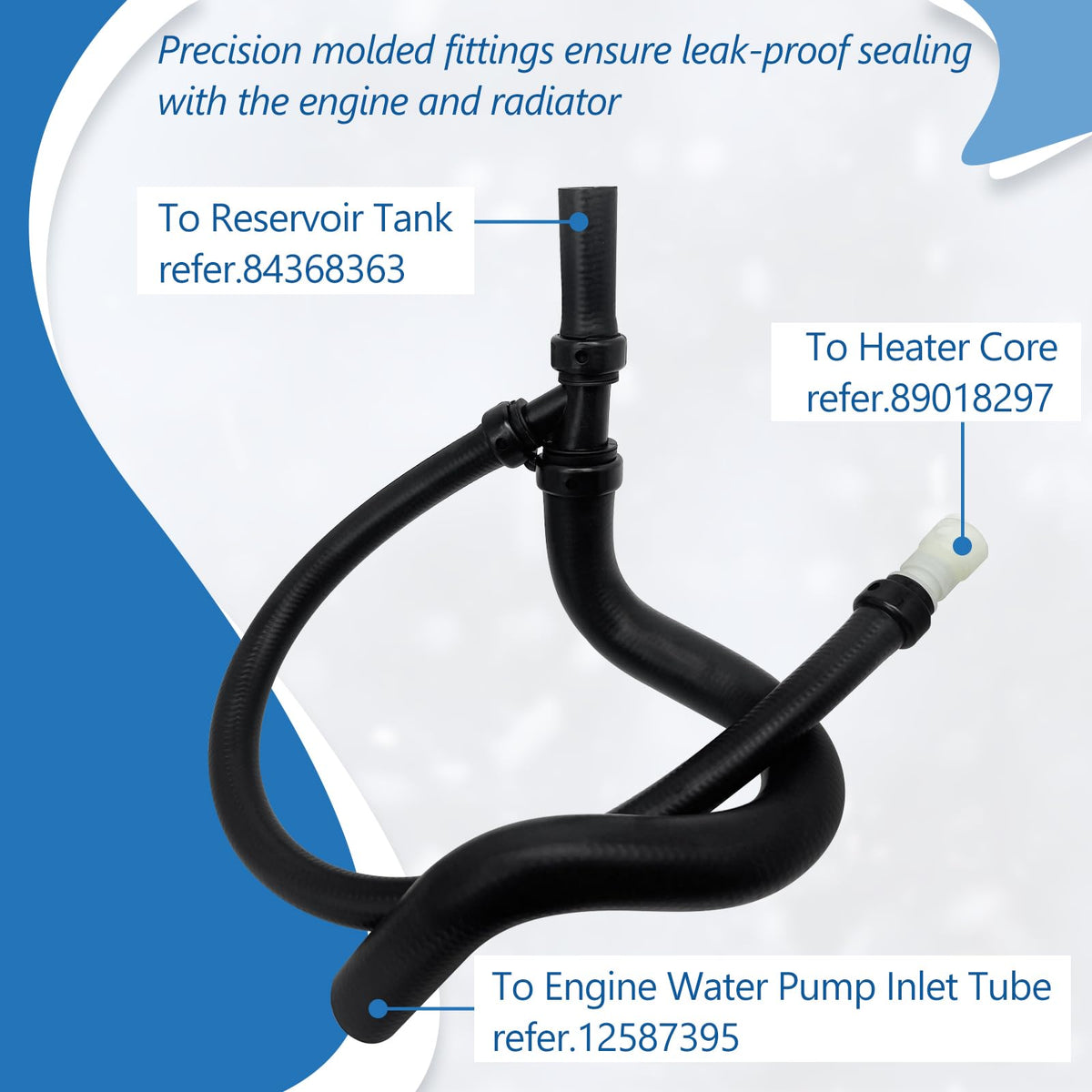 QFISH assembled hose top view showing correct shape for direct-fit installation